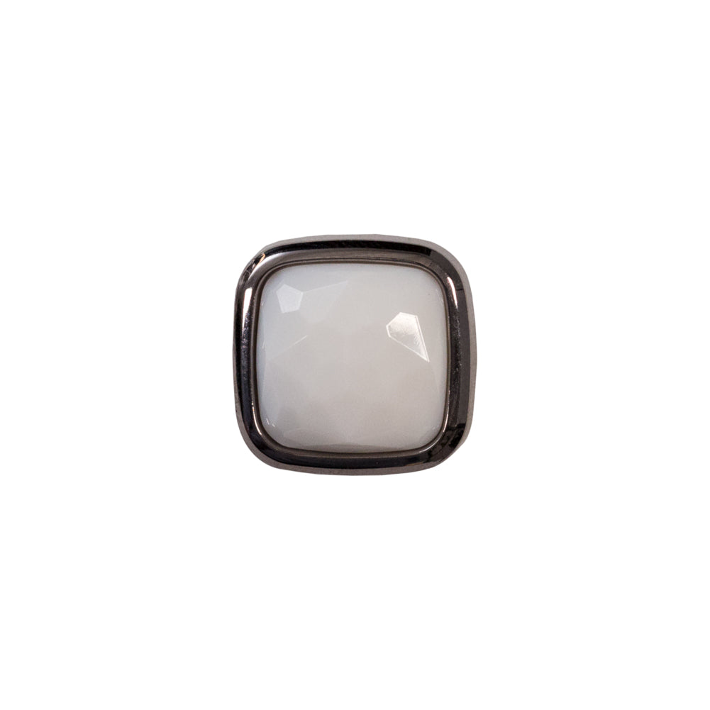 Italian White and Gunmetal 2-Piece Plastic Button - 22L/14mm - Joann Fabrics