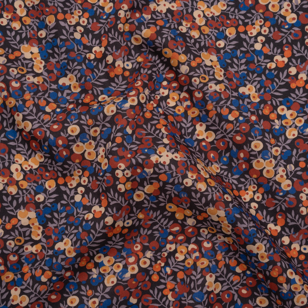 Liberty Fabrics Tana Lawn® - Wiltshire Rust - Rust Red, Orange and Blue Leaves and Berries - Joann Fabrics