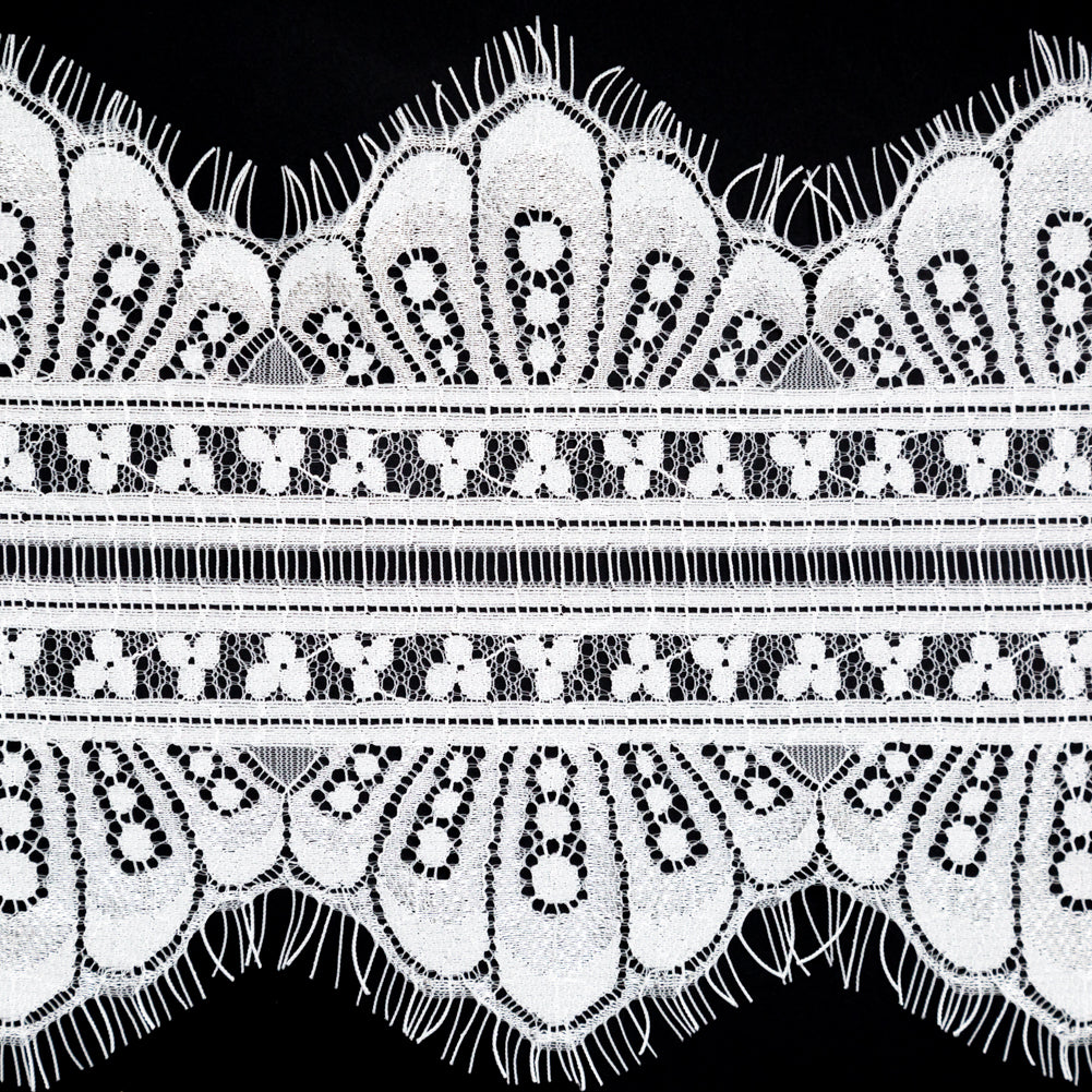 European White Chantilly Eyelash Lace Trim - 7.25