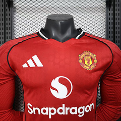 2025/2026 Long Sleeve Player Version Manchester United Home Football Shirt 1:1 Thai Quality