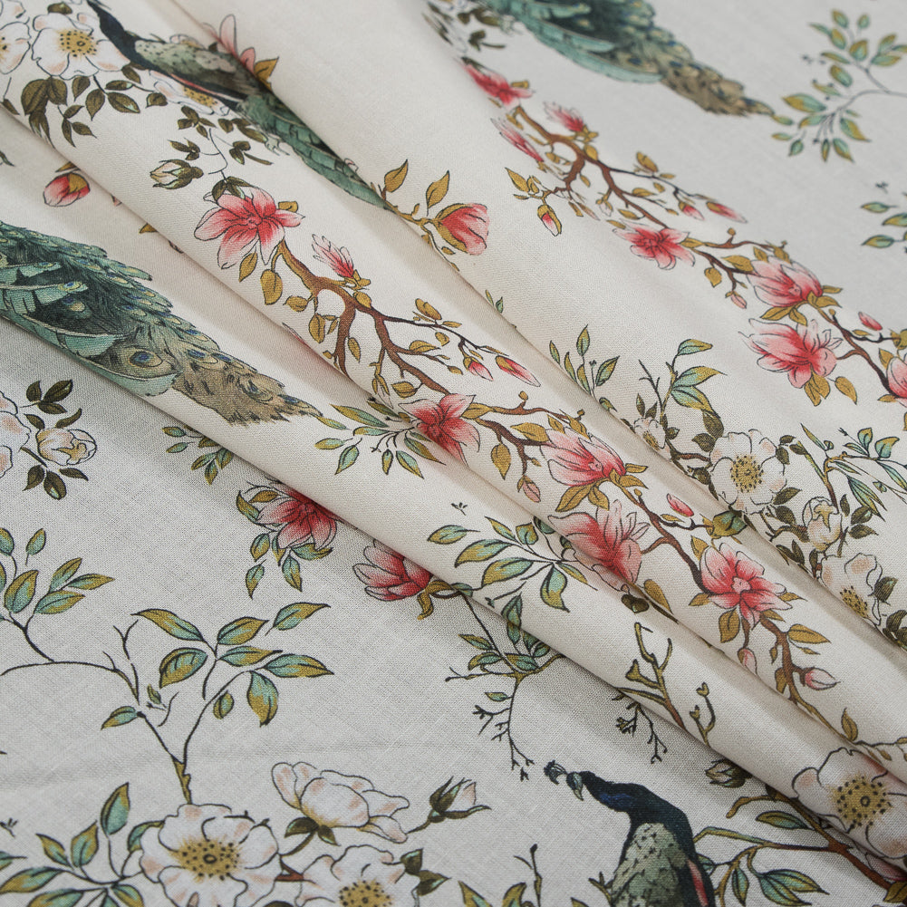 Cotton Voile - White Floral - Dignity of Enlightenment Print - Mood Exclusive Key Largo Collection - Joann Fabrics