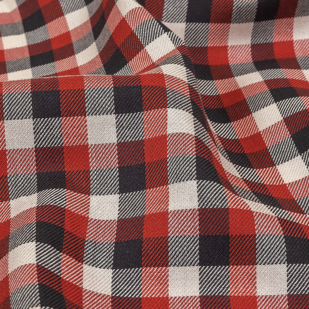 Red, Black and White Checkered Twill Cotton Shirting - Joann Fabrics
