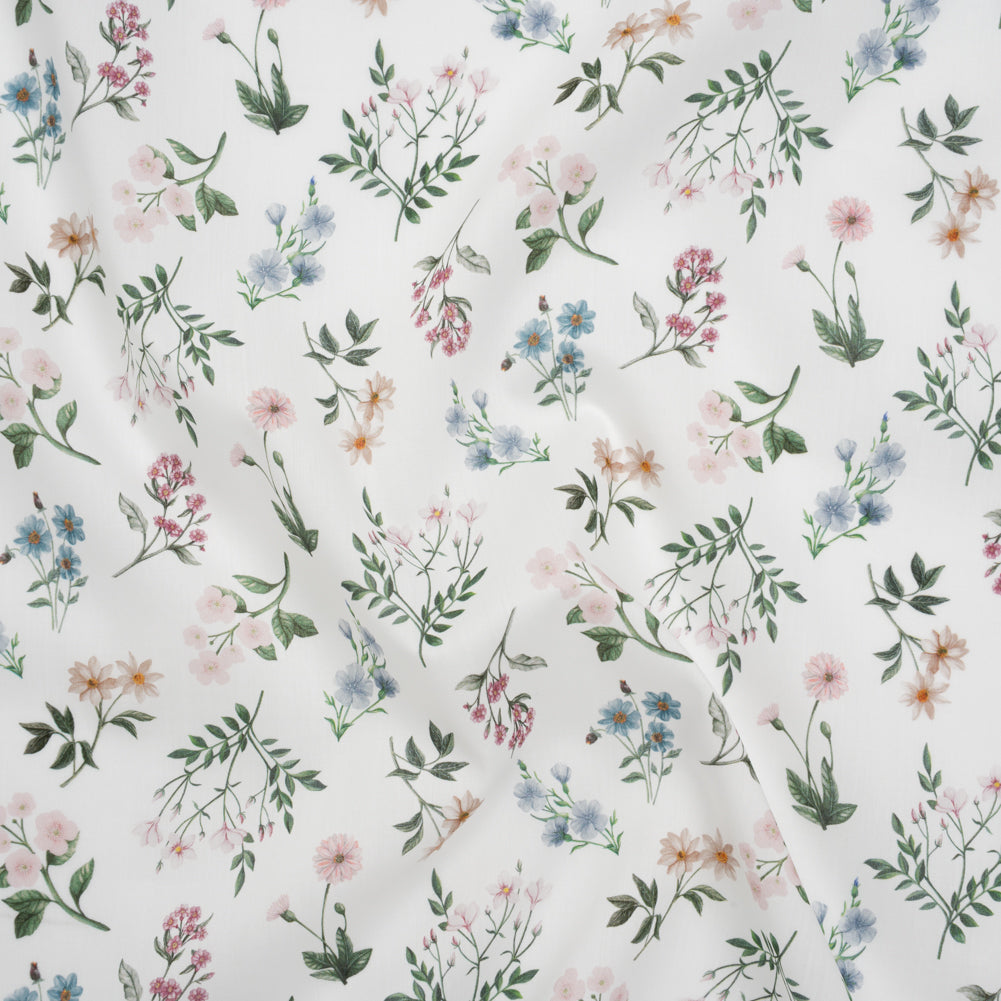 Liberty Fabrics Tana Lawn® - Annie Light Pink - Pink, White and Green Scattered Wildflowers - Joann Fabrics
