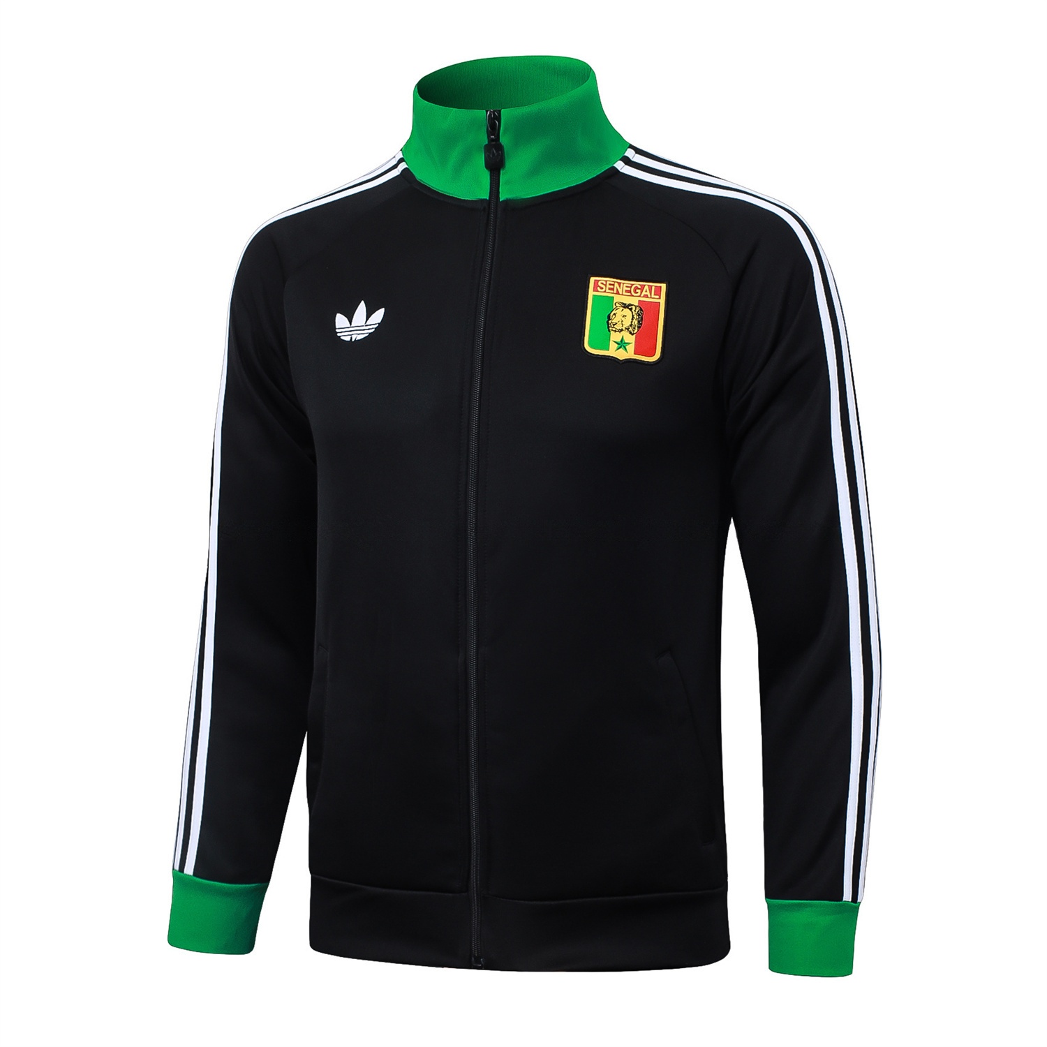 Senegal 2026 Jacket Training Tracksuit - Black With Green Jackets & Pants - UnitedFutballJersey