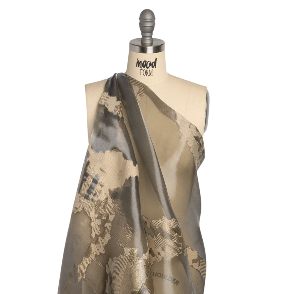 Beige and Black Metallic Abstract Luxury Burnout Brocade - Joann Fabrics