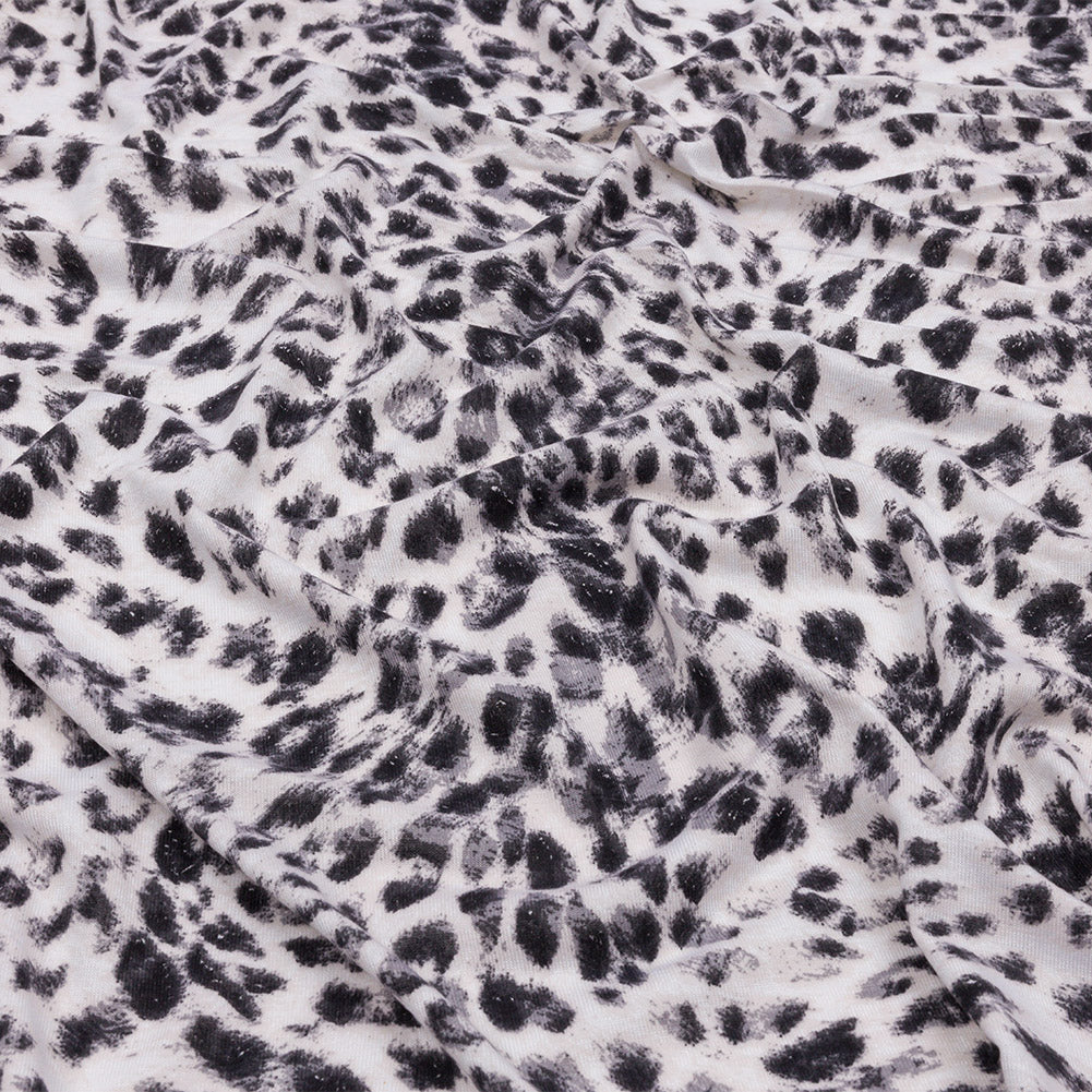 Ivory and Charcoal Wild Spots Stretch Rayon Jersey - Joann Fabrics
