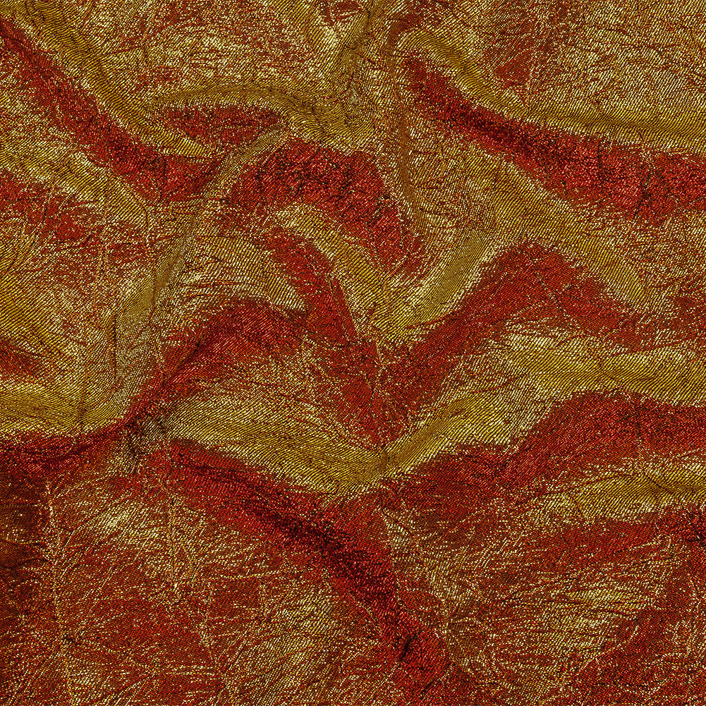 Astrolabe Metallic Candy Apple Red and Gold Crinkled Luxury Brocade with Black Backing - Joann Fabrics