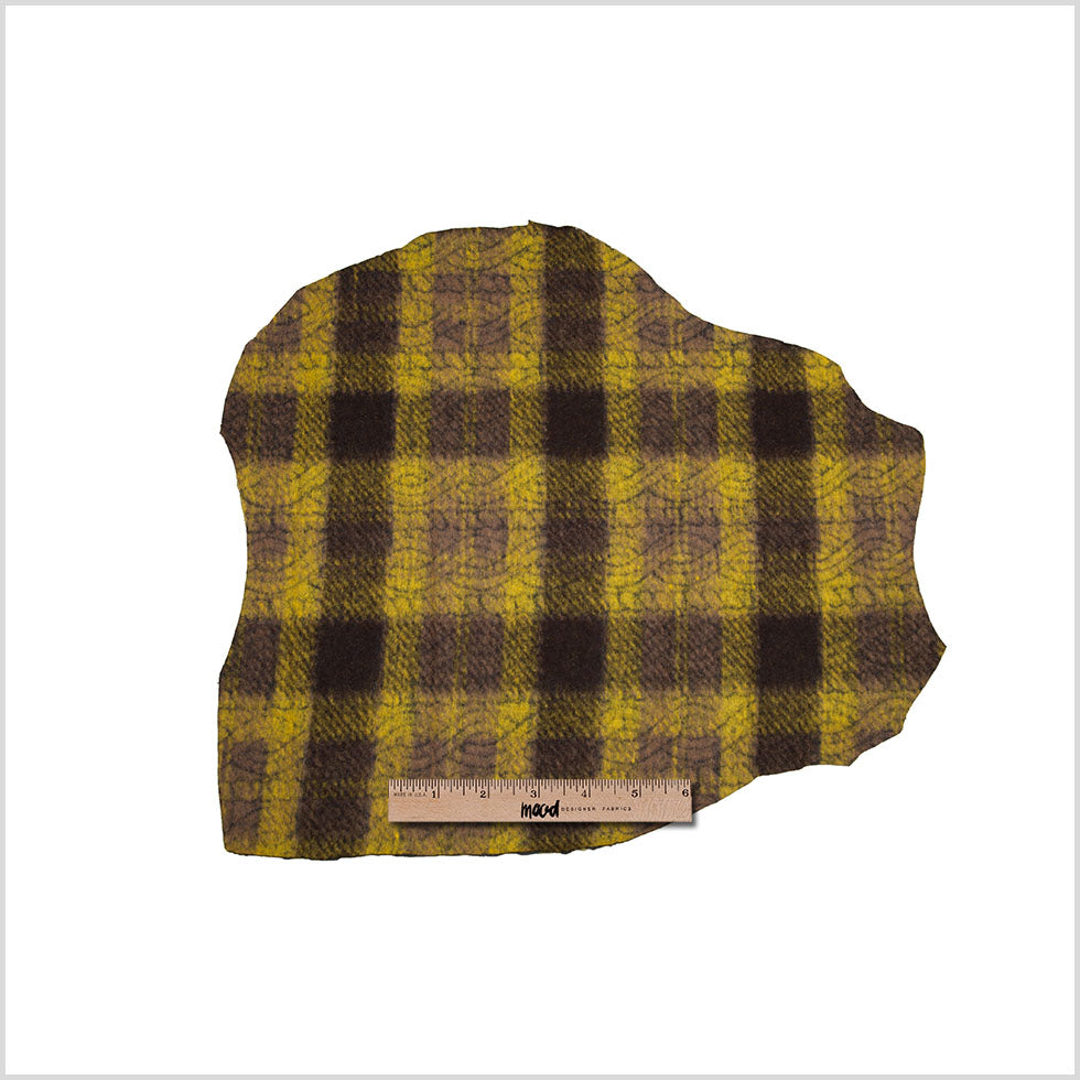 Medium Green/Brown/Black Plaid and Patterned Bonded Lamb Leather and Wool - Joann Fabrics