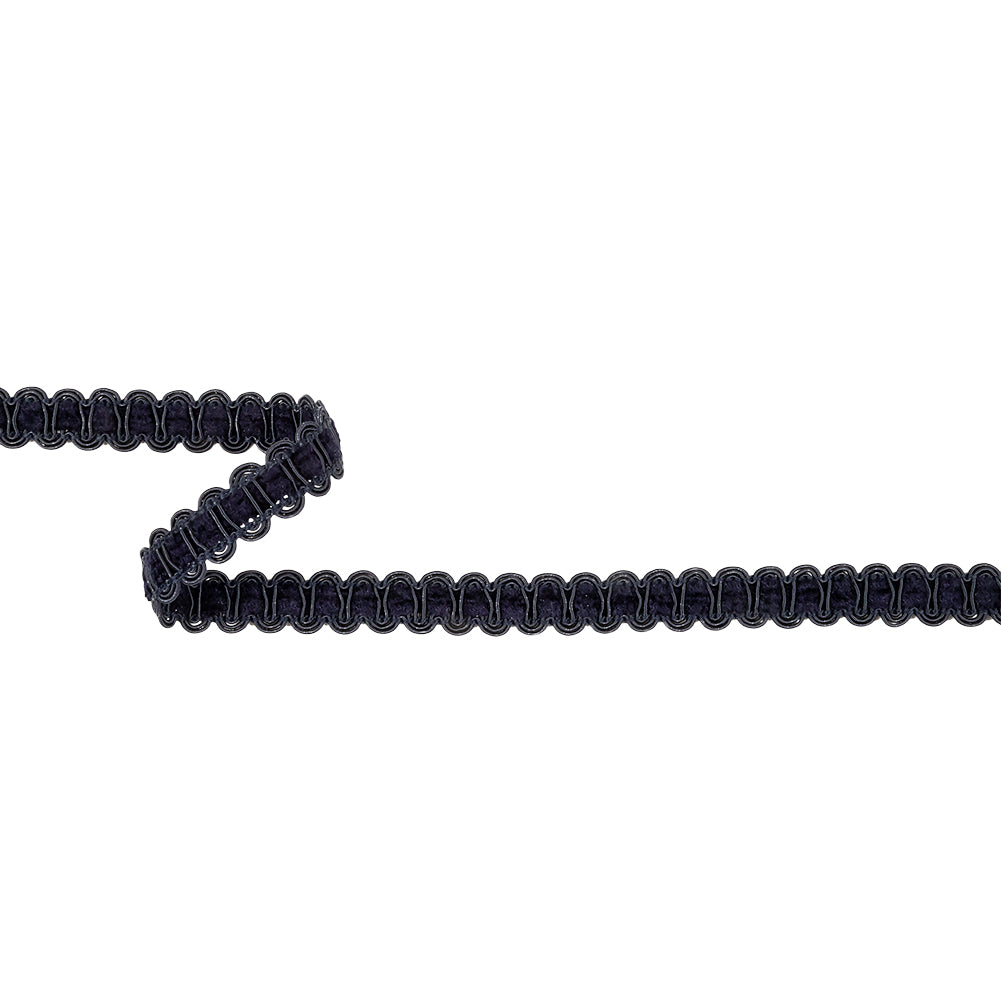 Dark Navy Cord and Chenille Rayon Blend Braided Trim - 0.5