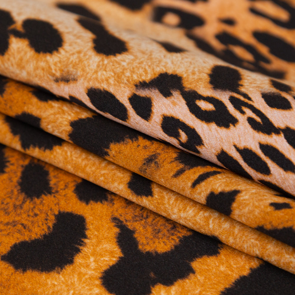 Mood Exclusive Italian Golden Brown Jaguar Digitally Printed Silk Charmeuse - Joann Fabrics