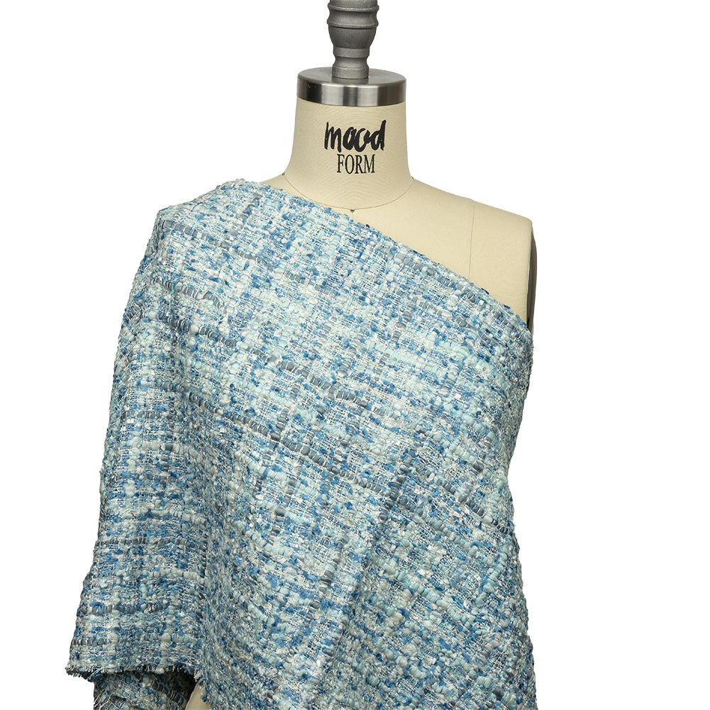 Viscose and Acrylic Chenille Tweed - Bijou Blue, White and Gray - Newcastle Collection - Joann Fabrics