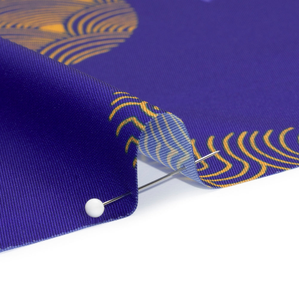 Recycled Polyester Twill Print - Blue and Yellow Tigers and Circles - Mood Exclusive Last Known Survivor - Joann Fabrics