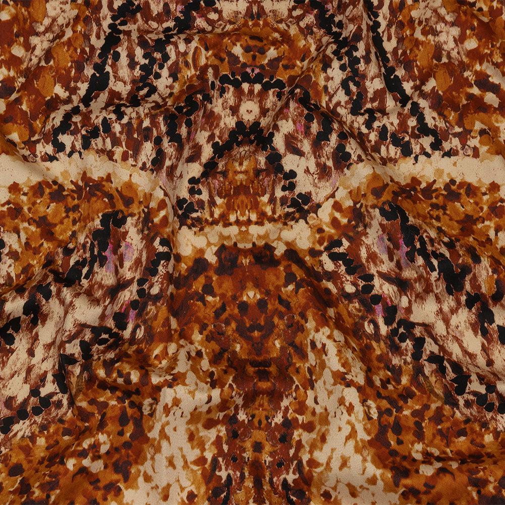 Stretch Cotton Sateen - Beige and Orange Abstract - Summit Sketches Print - Mood Exclusive Rockland Collection - Joann Fabrics