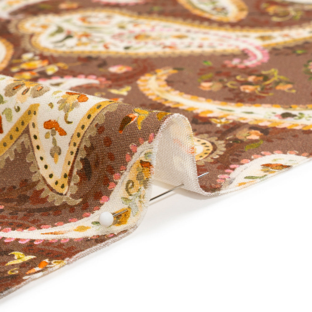 Stretch Cotton Twill Print - Rust Red and Brown Paisley - Mood Exclusive Paisley Garden - Joann Fabrics