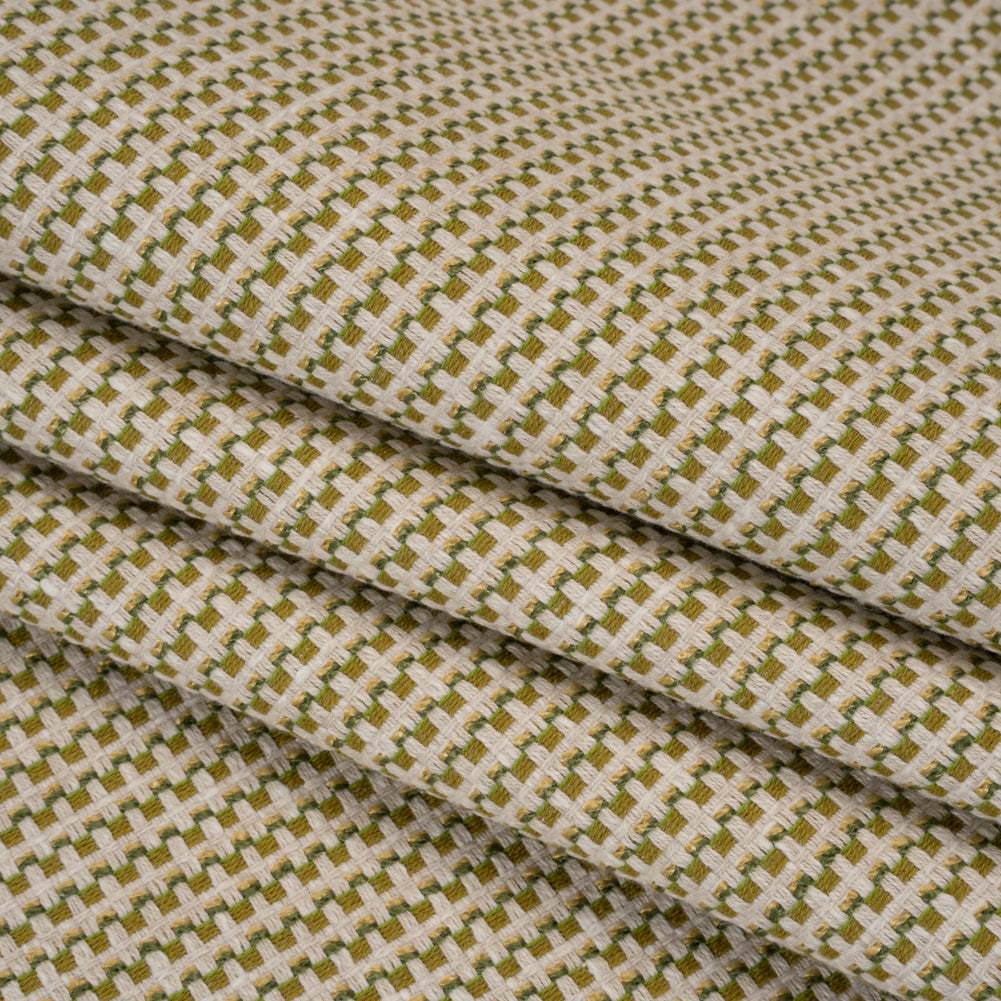 Recycled Polyester and Cotton Basketweave Dobby - Olive Little Squares - British Imported - Joann Fabrics