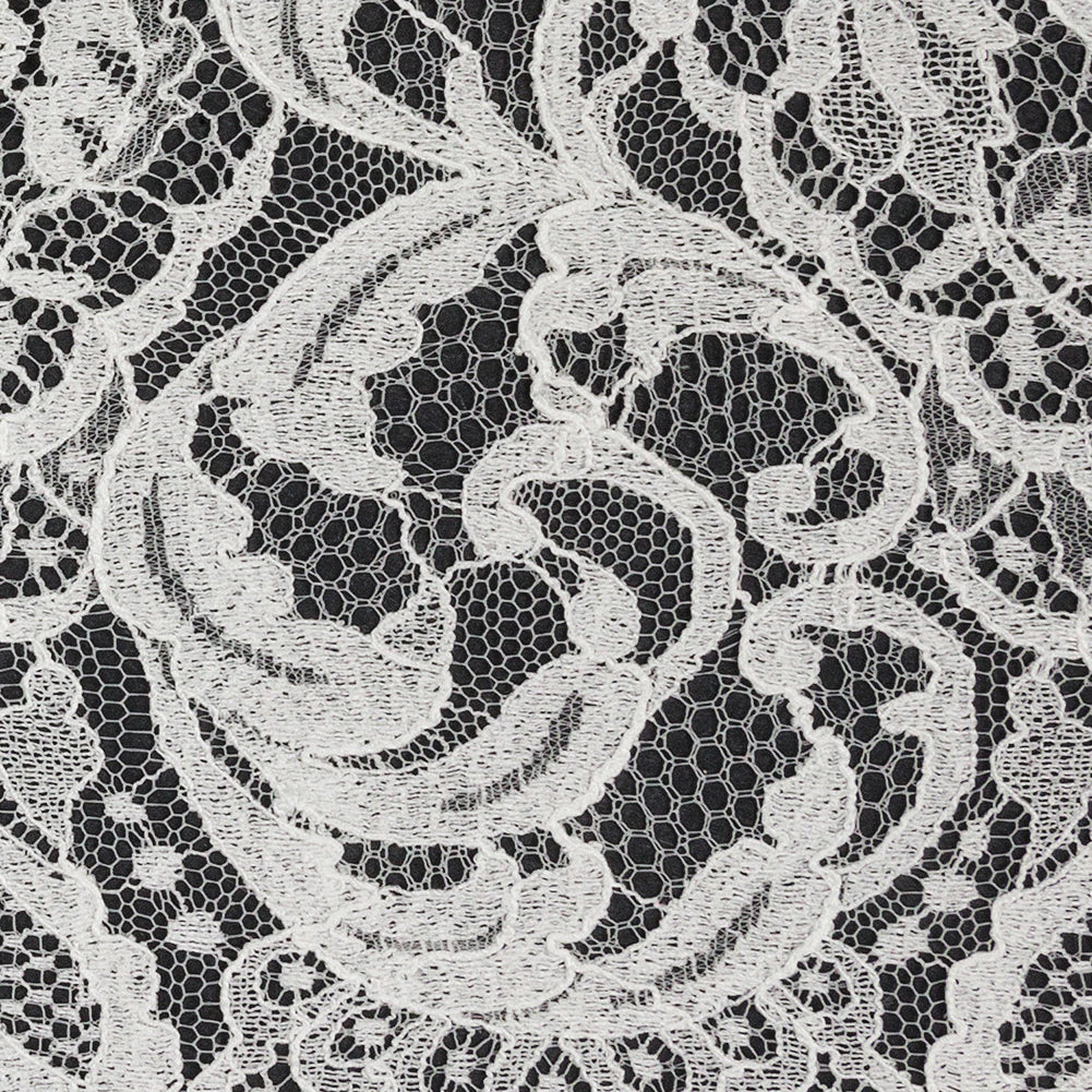 Ivory Flowers and Leaves Scalloped Motif Lace Trim - 10.5