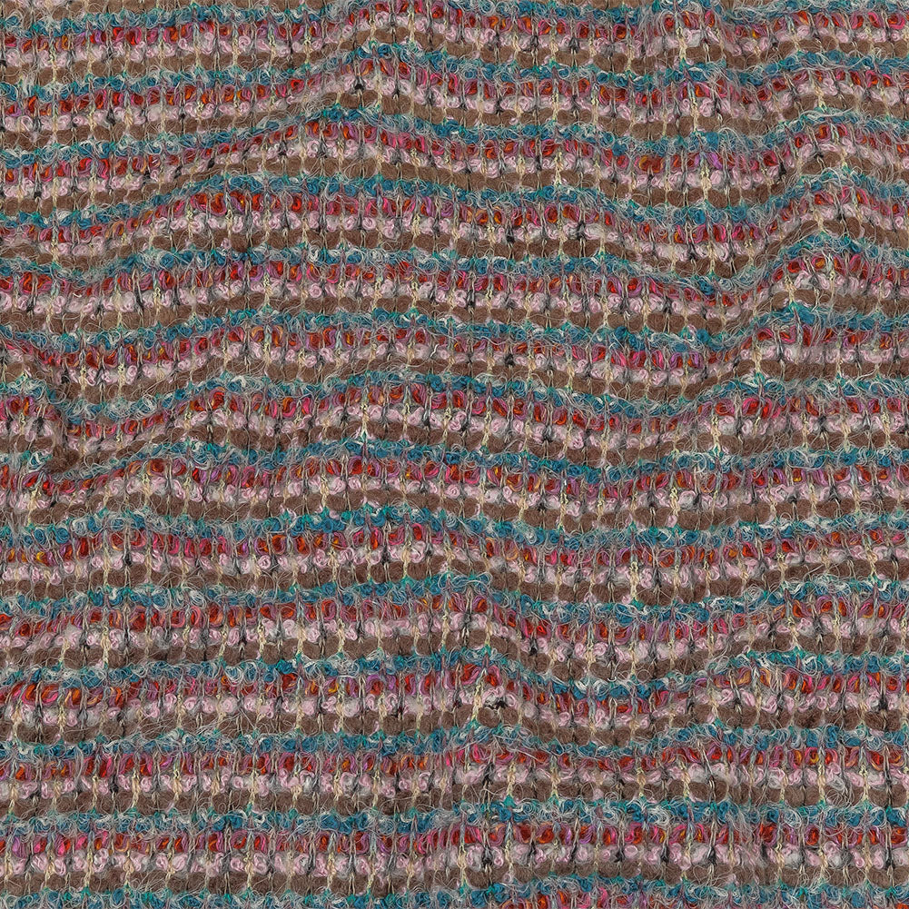 Italian Taupe, Keepsake Lilac and Teal Striped Boucle Chunky Wool Sweater Knit - Joann Fabrics