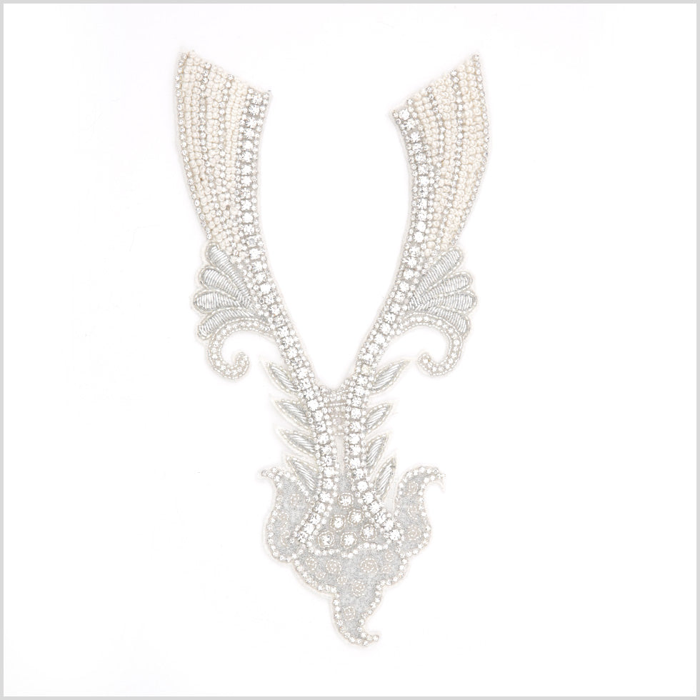 Silver/White Rhinestone Neck Applique - Joann Fabrics