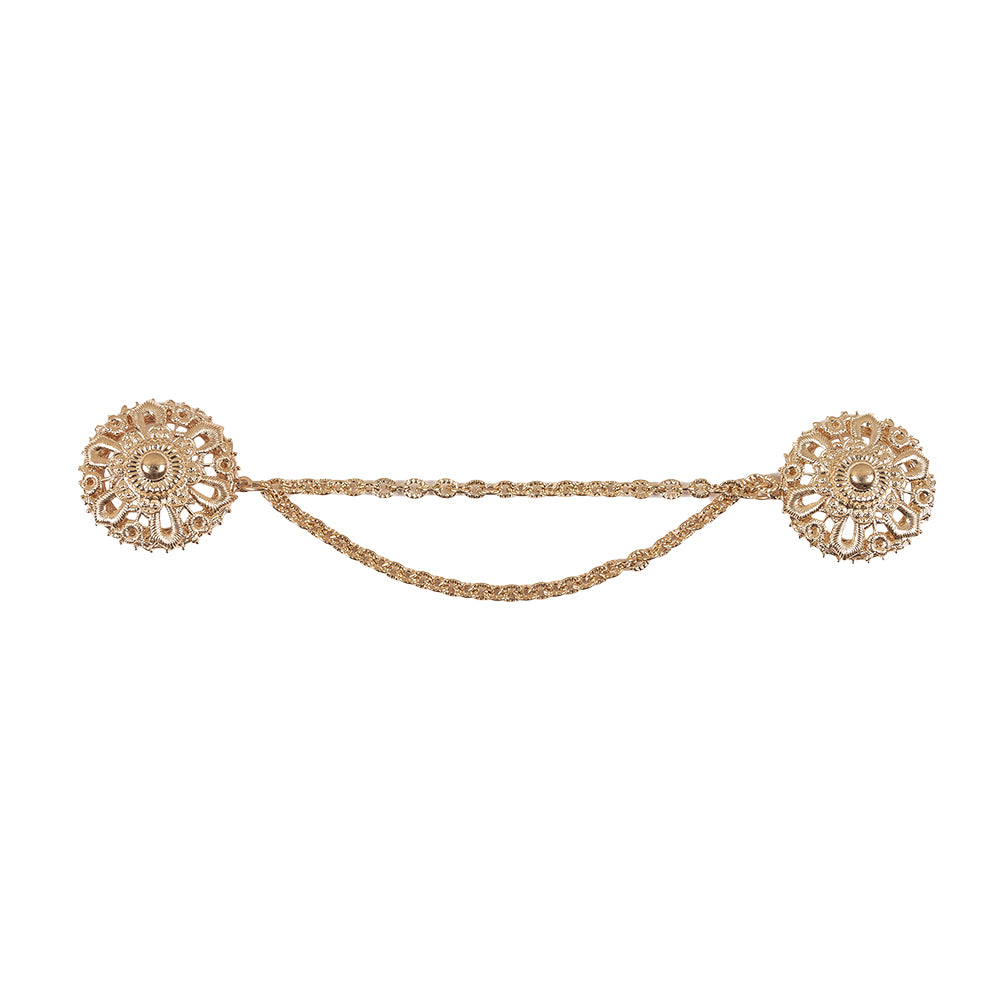 Vintage Gold Metal Dress Ornament with Two Joining Chains - 2.75