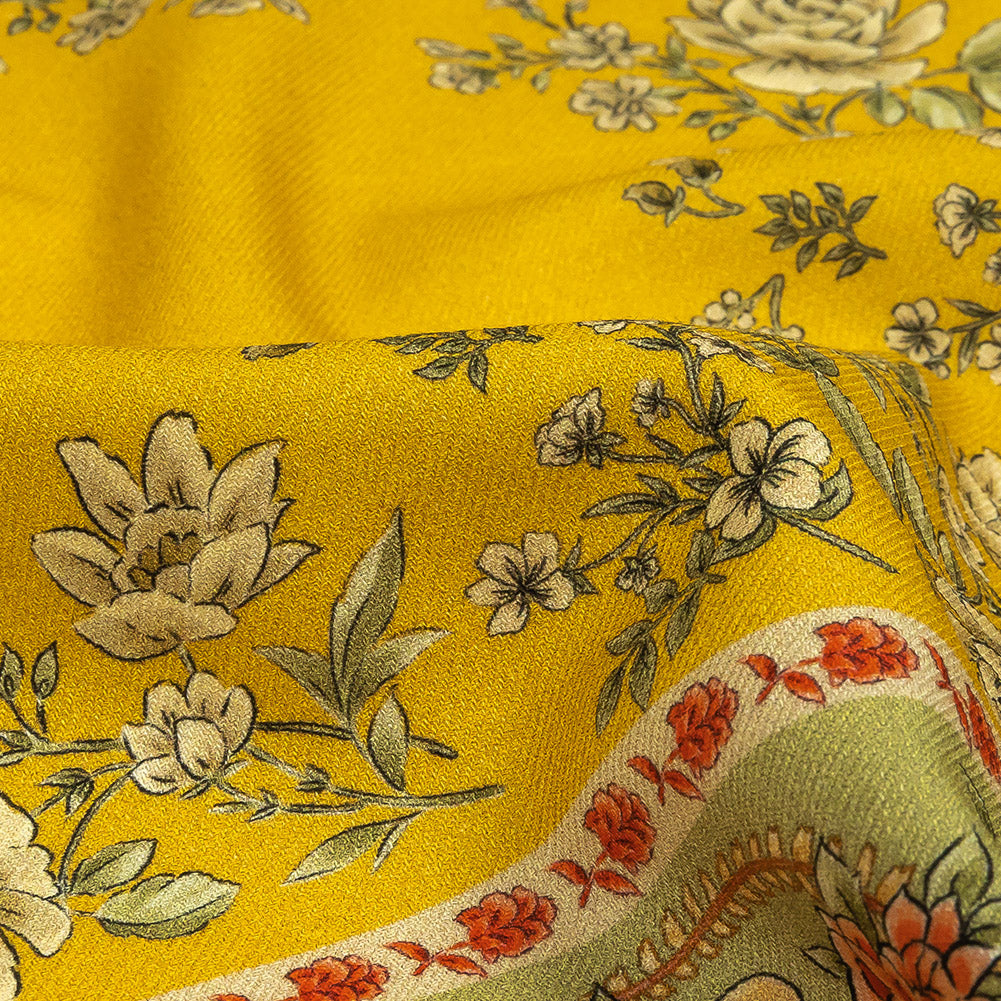 Cotton and Viscose Twill Panel - Yellow and Green Floral Squares - Mood Exclusive Palace of Illusions - Joann Fabrics