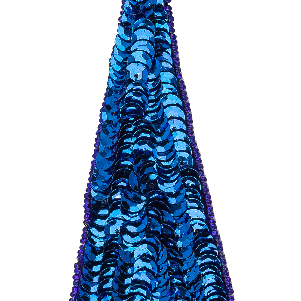 Vintage Magnetic Blue Sequins and Beads Triangle Applique - 4.875