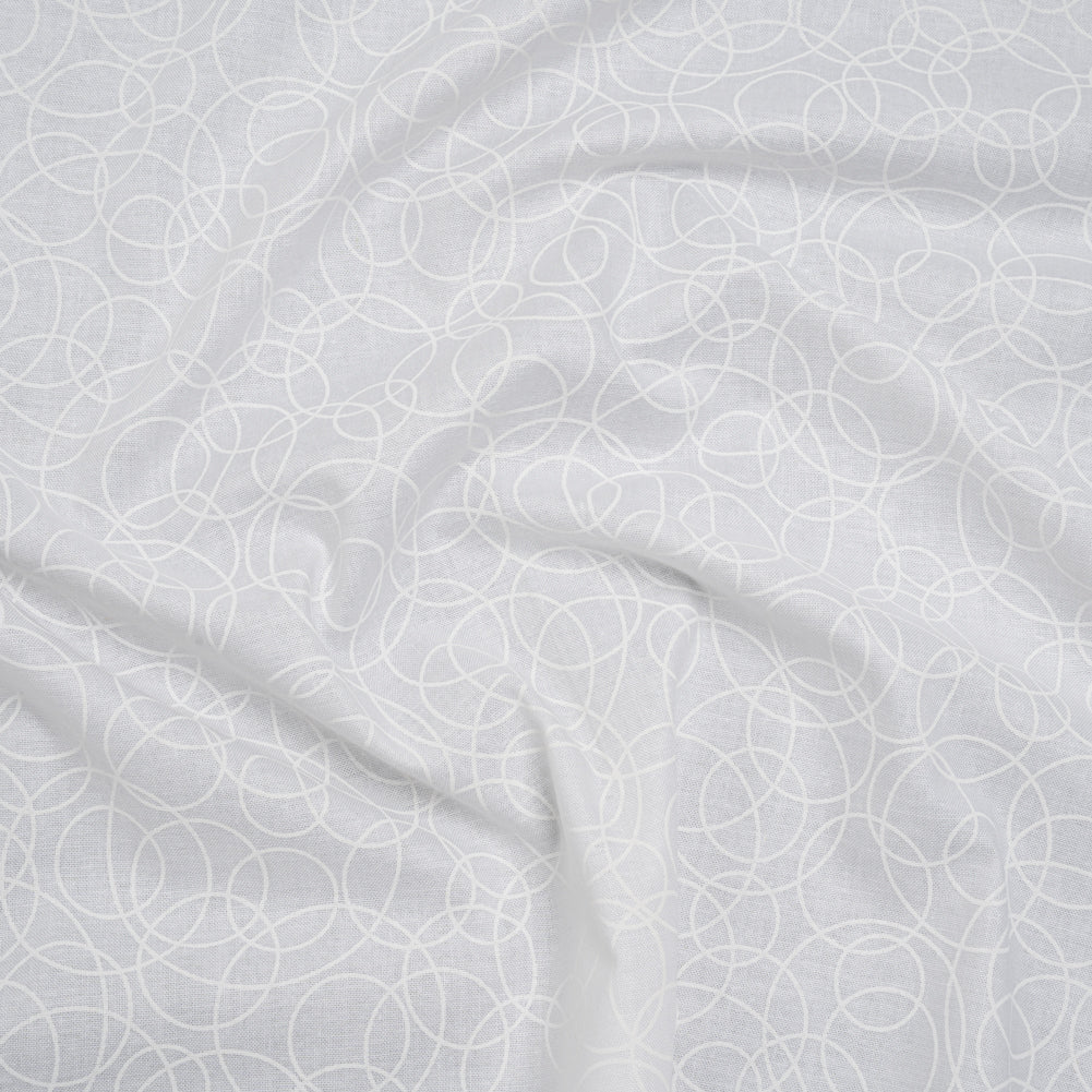 Printed Quilting Cotton by Patrick Lose for Northcott - White on White Tangled Circles - Basically Black & White Collection - Joann Fabrics