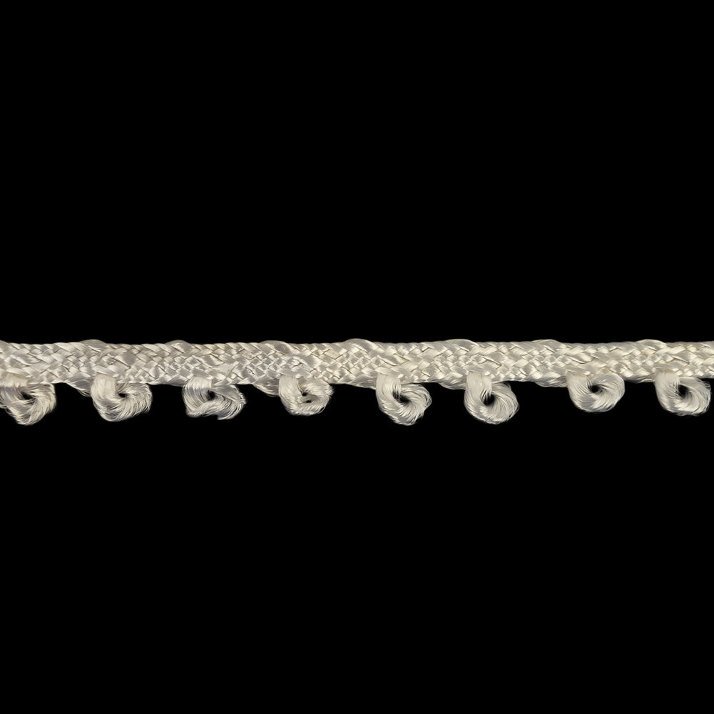 Optical White Picot Edged Cotton Blend Braided Trim - 0.1875