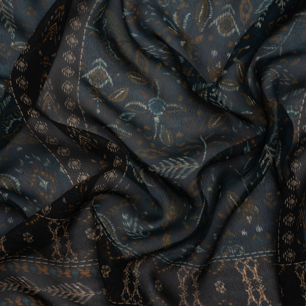 Mood Exclusive Navy My Embroidered Life Viscose Chiffon Panel - Joann Fabrics