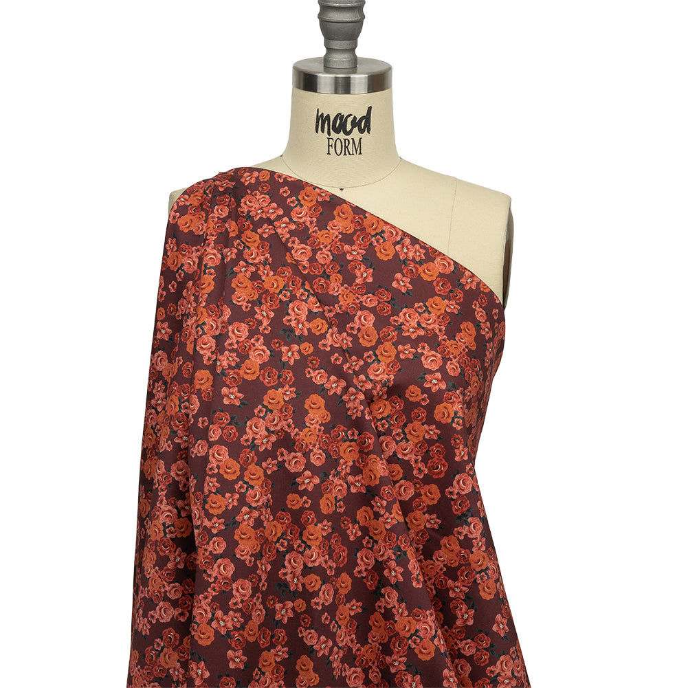 Stretch Cotton Sateen - Red Floral - Rose Garden Romance Print - Mood Exclusive Rockland Collection - Joann Fabrics
