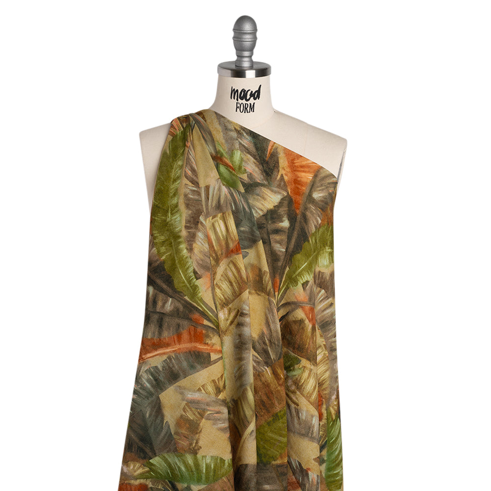 Cotton Crepe - Green and Orange Palm Leaves - Mood Exclusive Frond Fantasy Print - Joann Fabrics