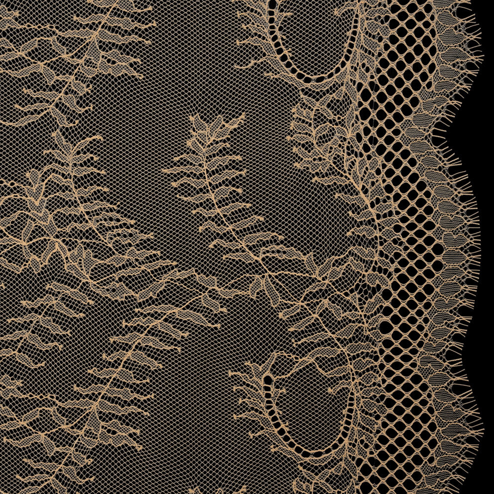 Raschel Lace Panel with Finished Edges - Buff Delicate Leafy Vines on Net - Joann Fabrics