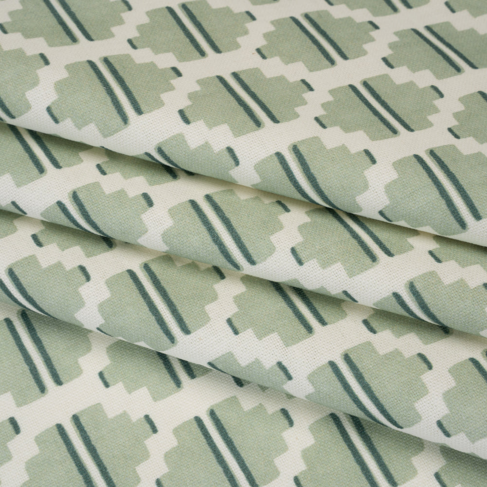 Brushed Cotton and Linen Canvas Print - Aloe Blocky Diamonds - British Imported - Joann Fabrics