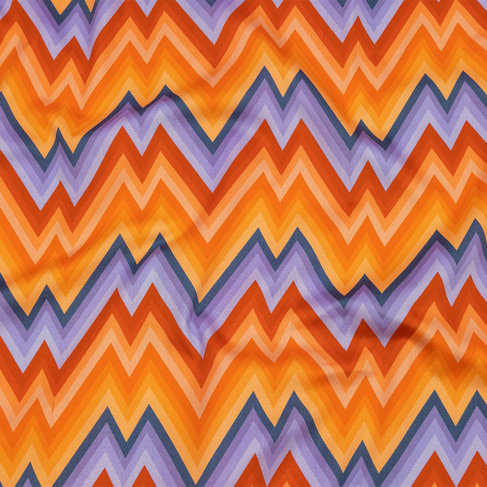 Stretch Cotton Sateen - Purple and Yellow Zig Zags - Sweet Vibes Print - Mood Exclusive Groove Collection - Joann Fabrics