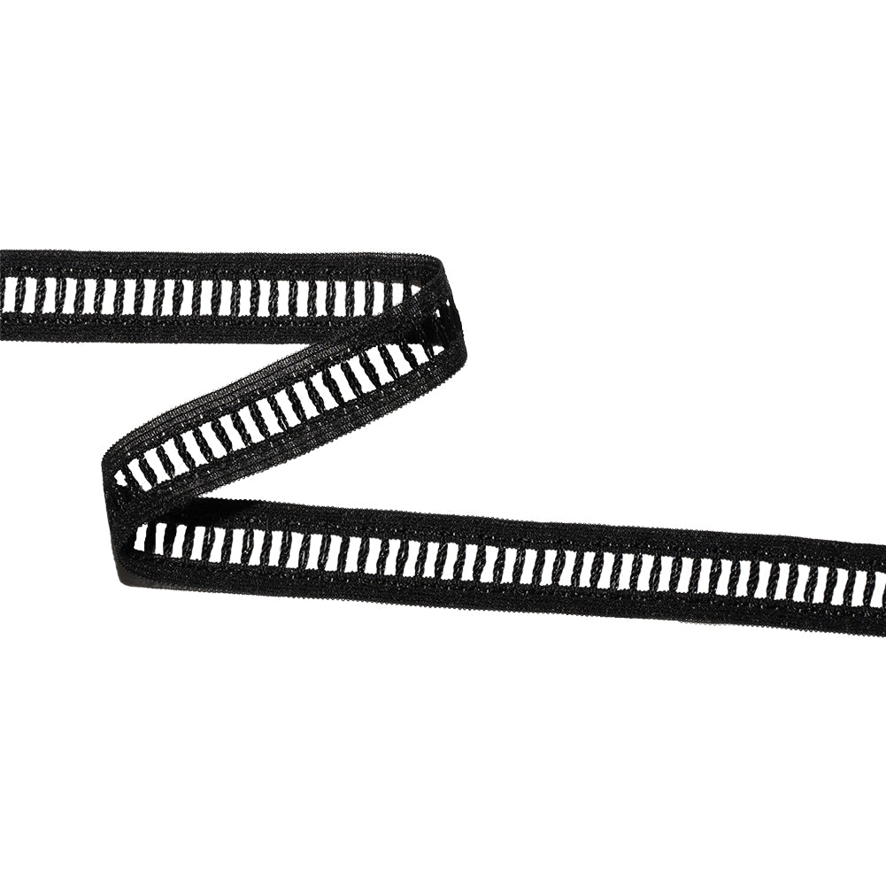 Black Vertical Ties Lace Trim - 0.5