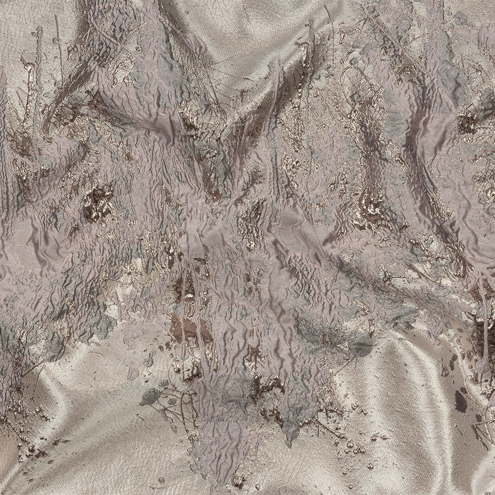 Metallic Rose Gold, Orchid and Dusty Lilac Splattered Stripe Luxury Brocade Panel - Joann Fabrics