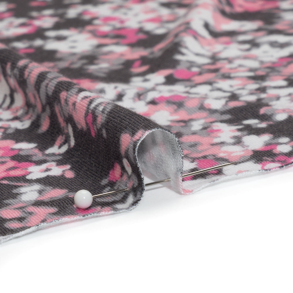 Stretch Rayon Jersey - Pink and Charcoal Gray Floral - Joann Fabrics