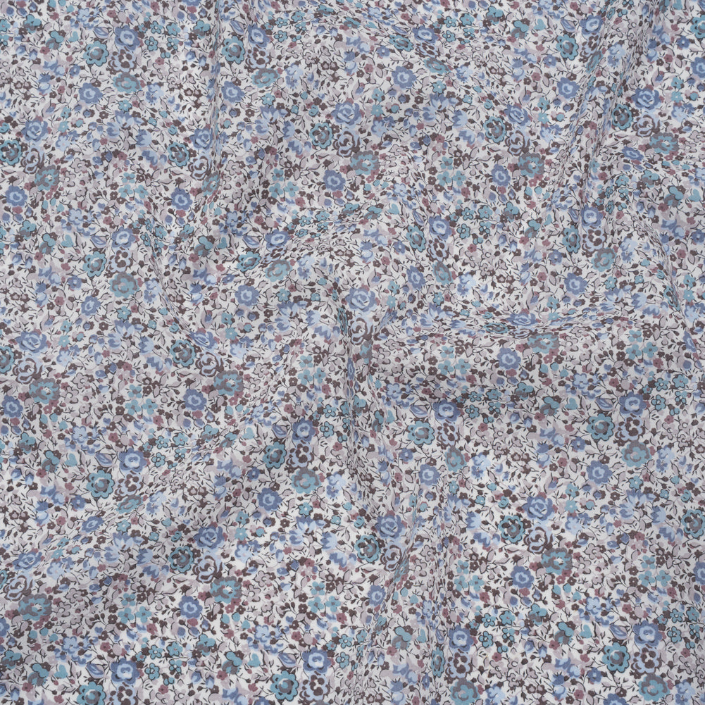 Liberty Fabrics Tana Lawn® - Emma and Georgina Light Blue - Pastel Blue, Sky and Taupe Floral - Joann Fabrics