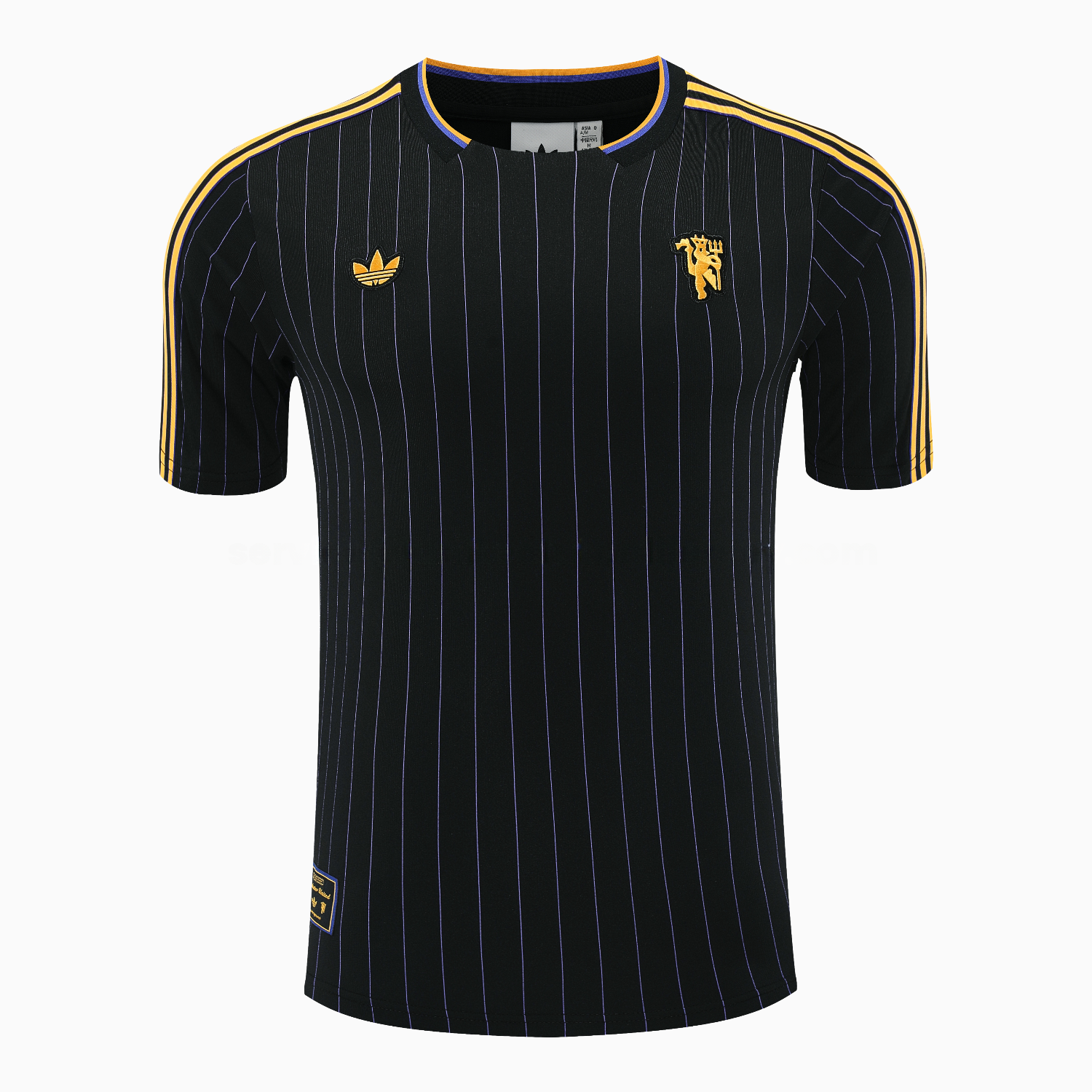 Manchester United 25-26 Trefoil Travel Short-Sleeve Training Set - Black Top & Black Shorts - UnitedFutballJersey