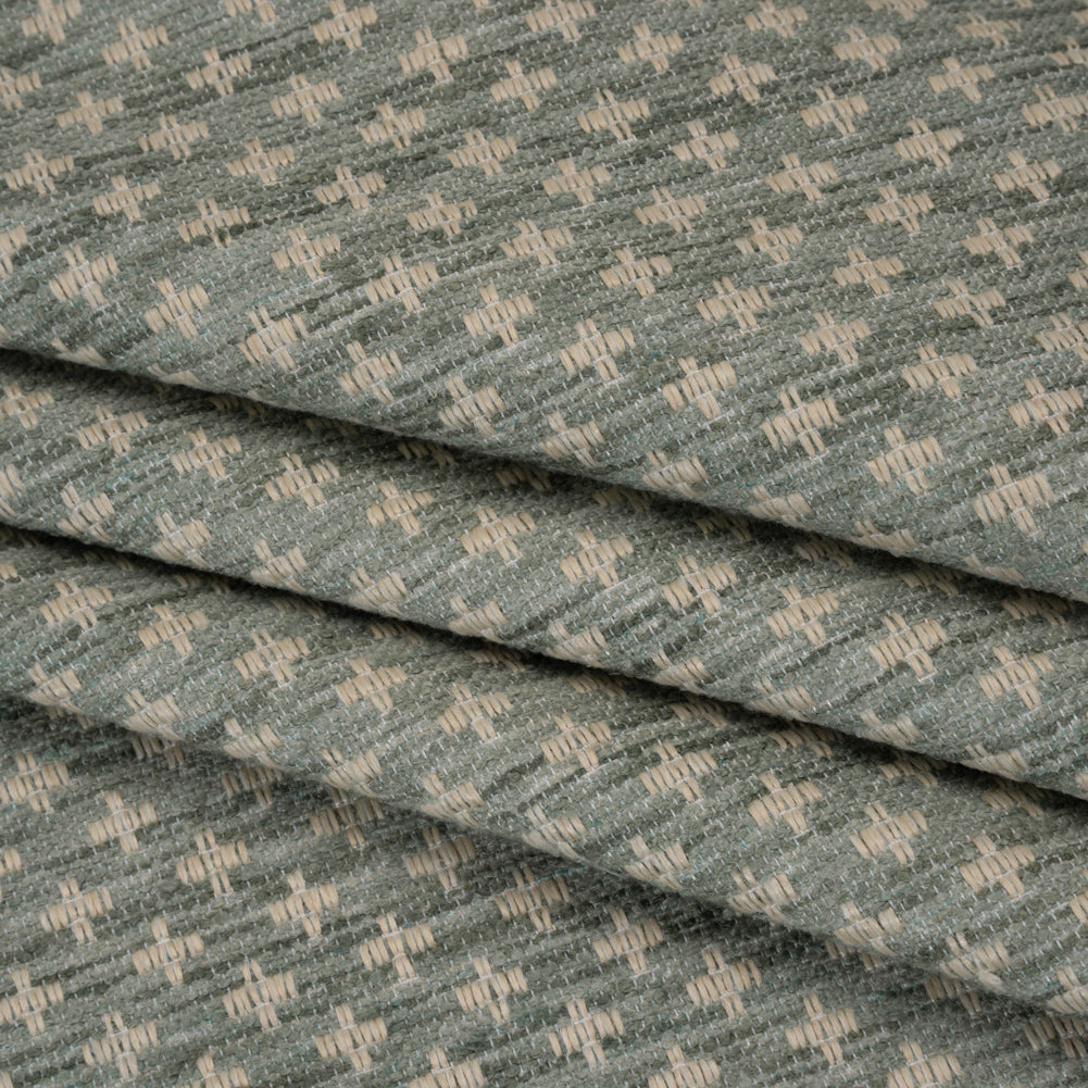 Polyester Boucle Home Decor Jacquard - Seafoam Plus Signs - British Imported - Joann Fabrics