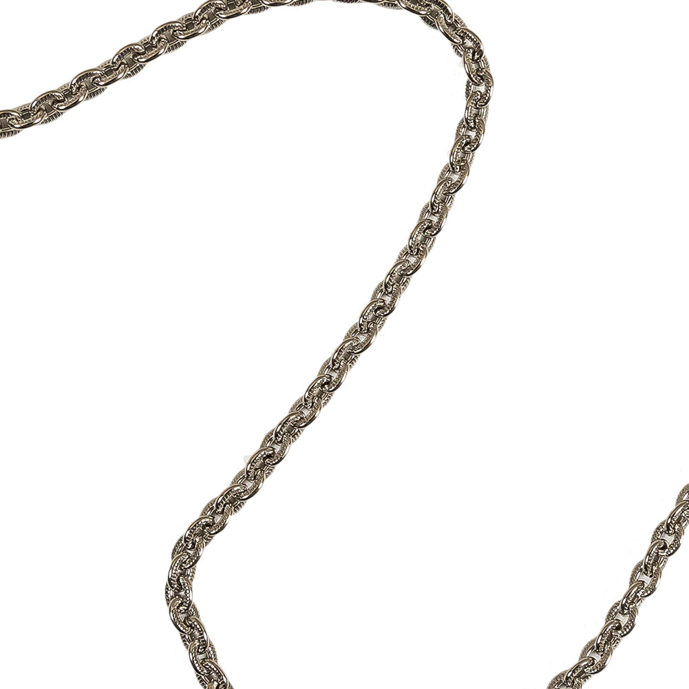 Silver Textured Chain Purse Strap with Triangular Rings - 16