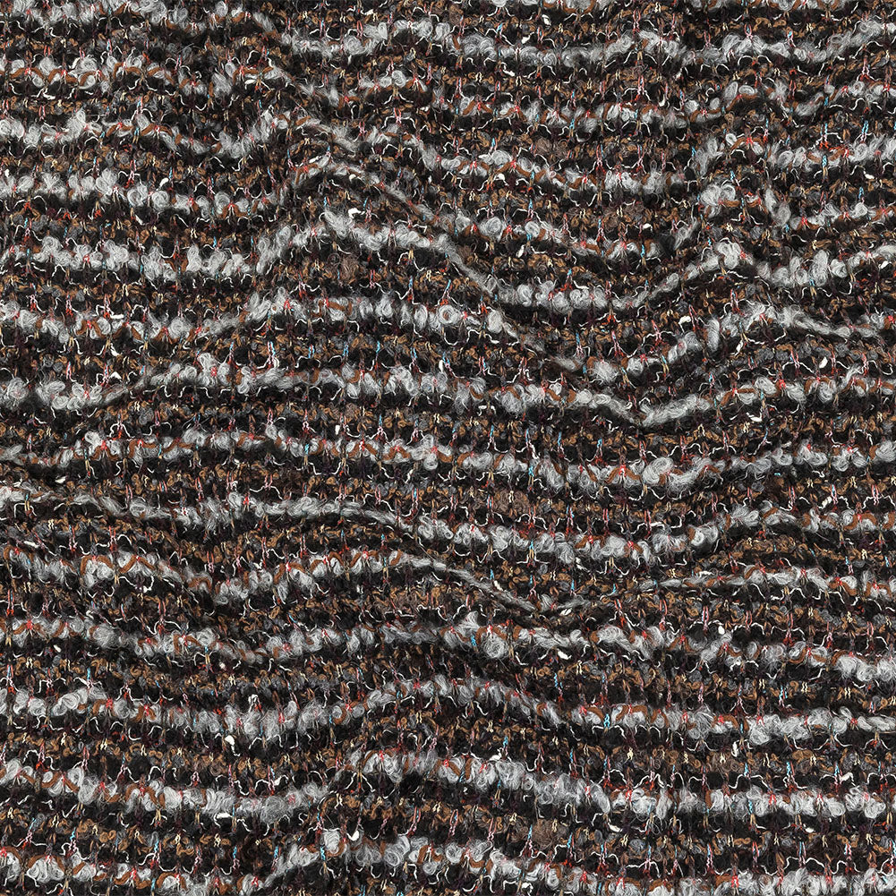Italian Gray, Black and Brown Striped Boucle Blended Wool Sweater Knit - Joann Fabrics