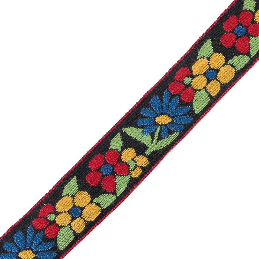 German Primary Color Floral Jacquard Ribbon - 0.75