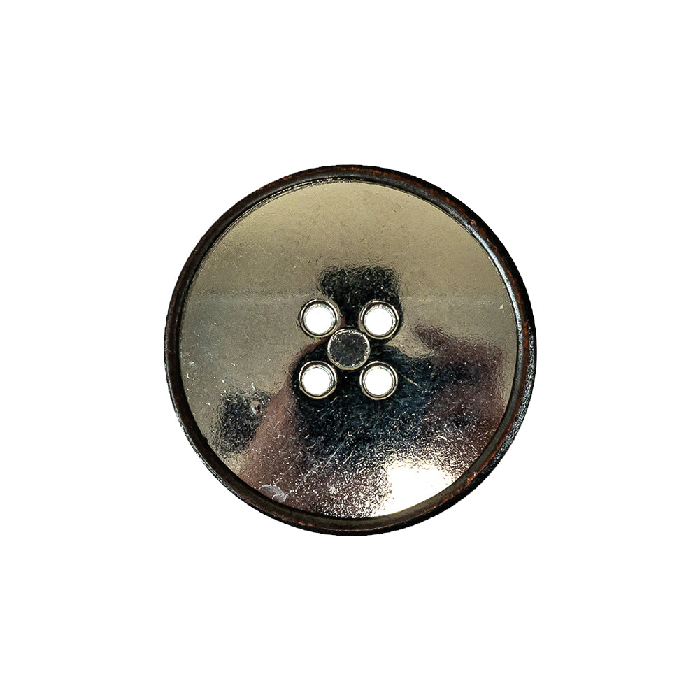 Italian Black and Silver 4-Hole Shallow Plate Metal Button - 36L/23mm - Joann Fabrics