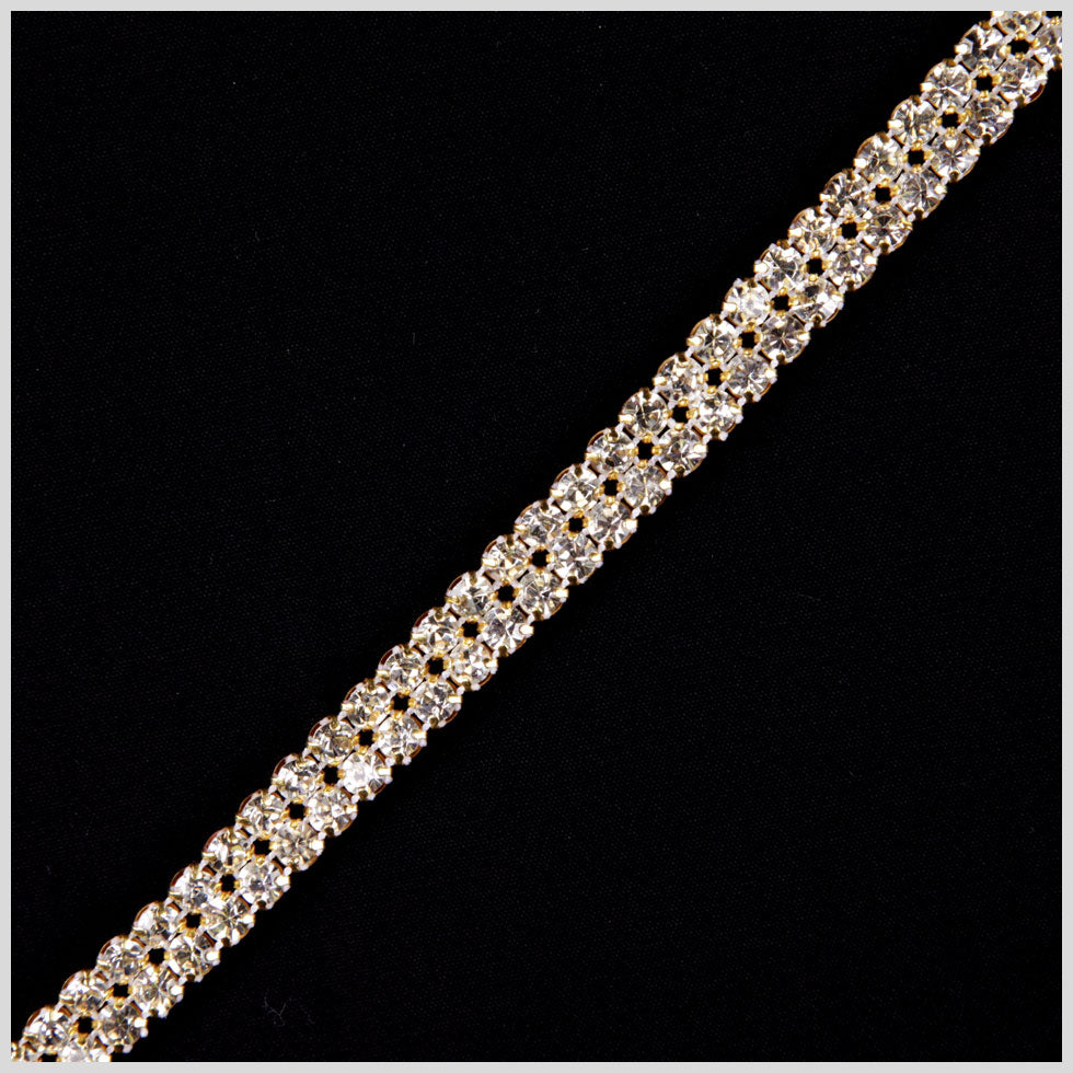 2 Rows Crystal Gold Plated On White Netting Metal & Czech Rhinestone - Joann Fabrics