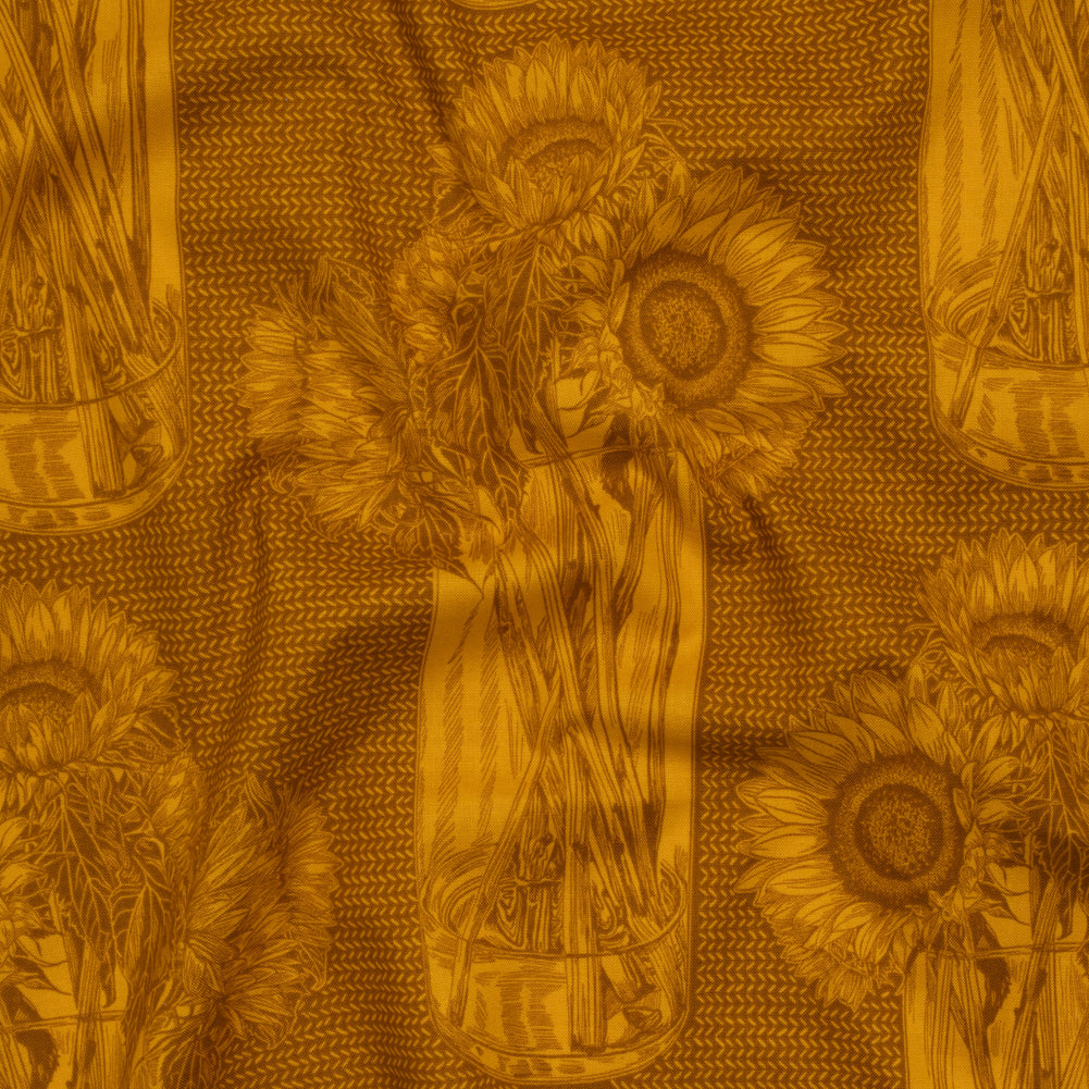 Printed Quilting Cotton by Anna Maria Textiles for Northcott - Saffron Sunflowers Floral - Indelible Collection - Joann Fabrics