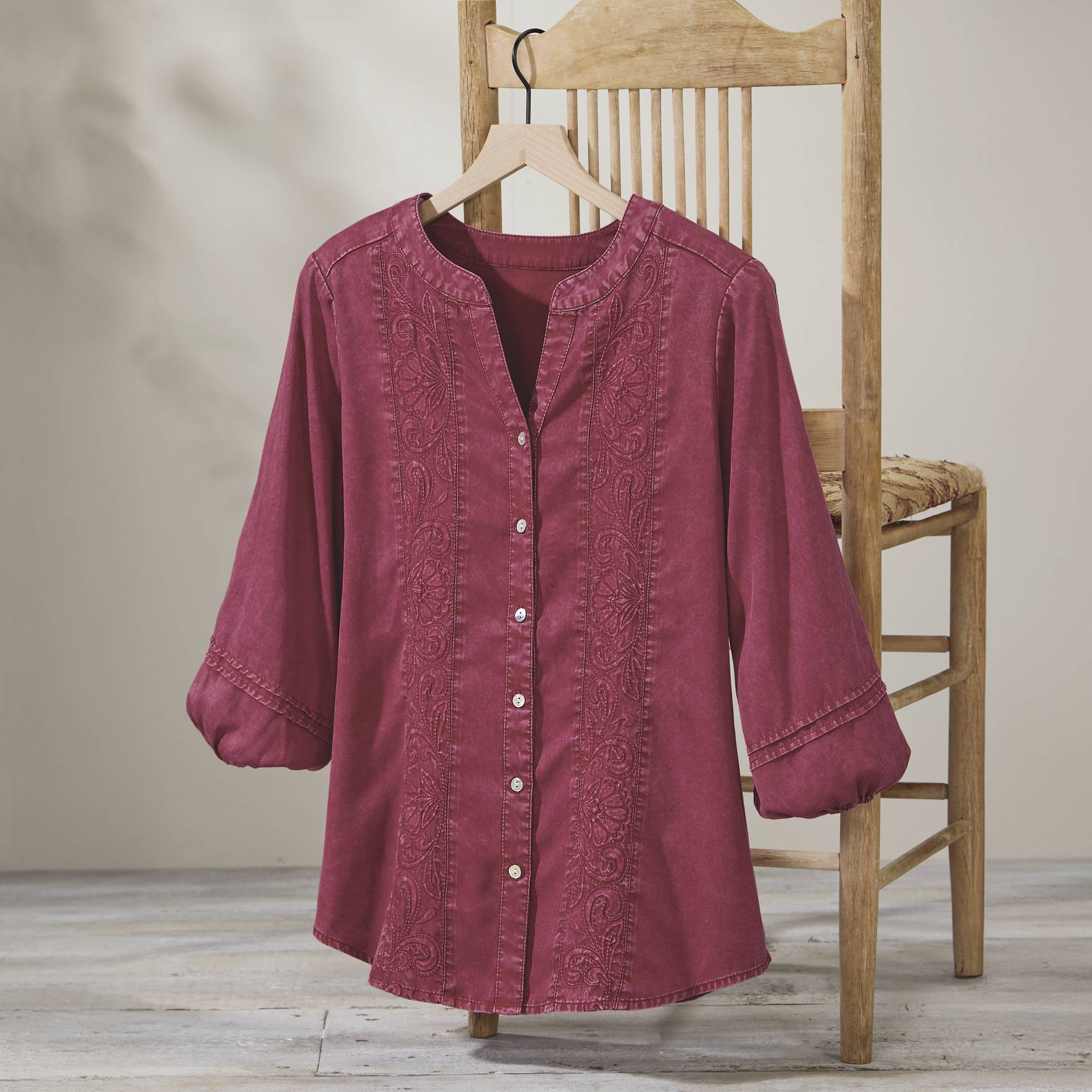 Vintage Wash Embroidered Top - Northstyle Catalog