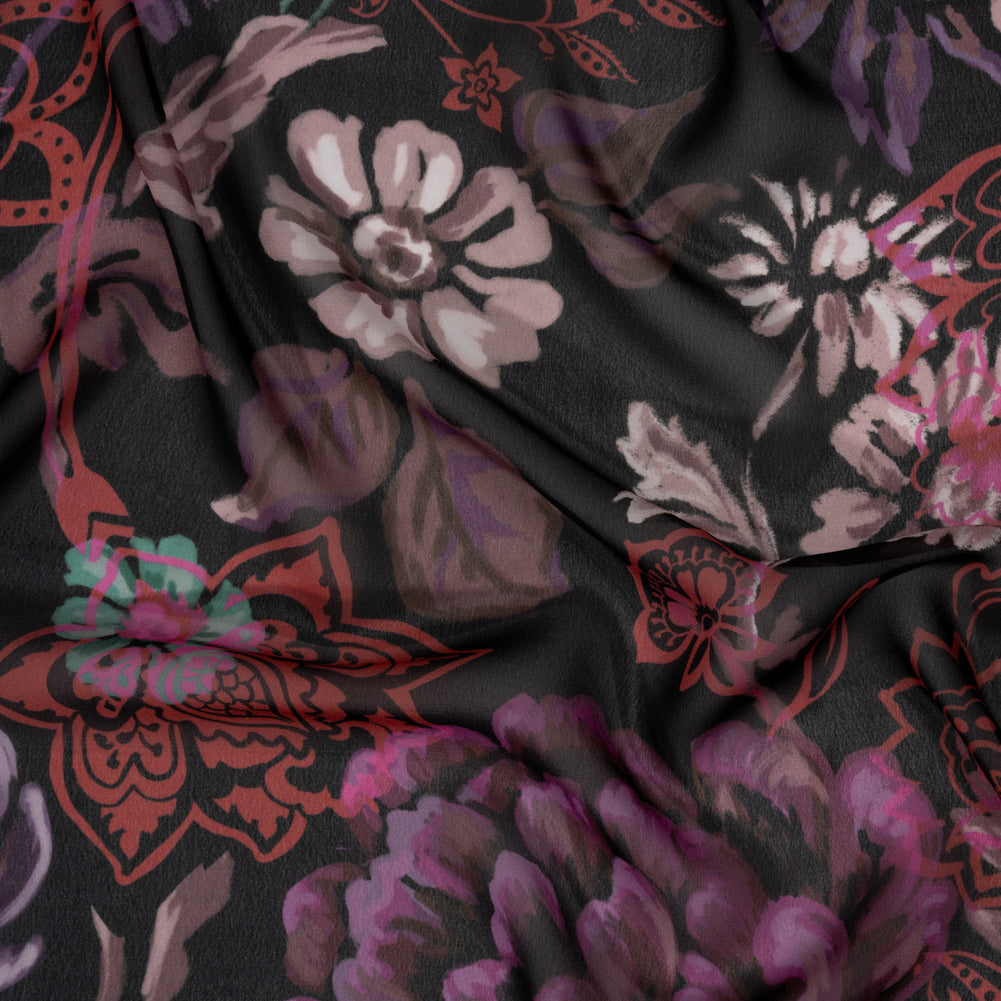 Mood Exclusive Red Ballroom Botanicals Viscose Chiffon - Joann Fabrics
