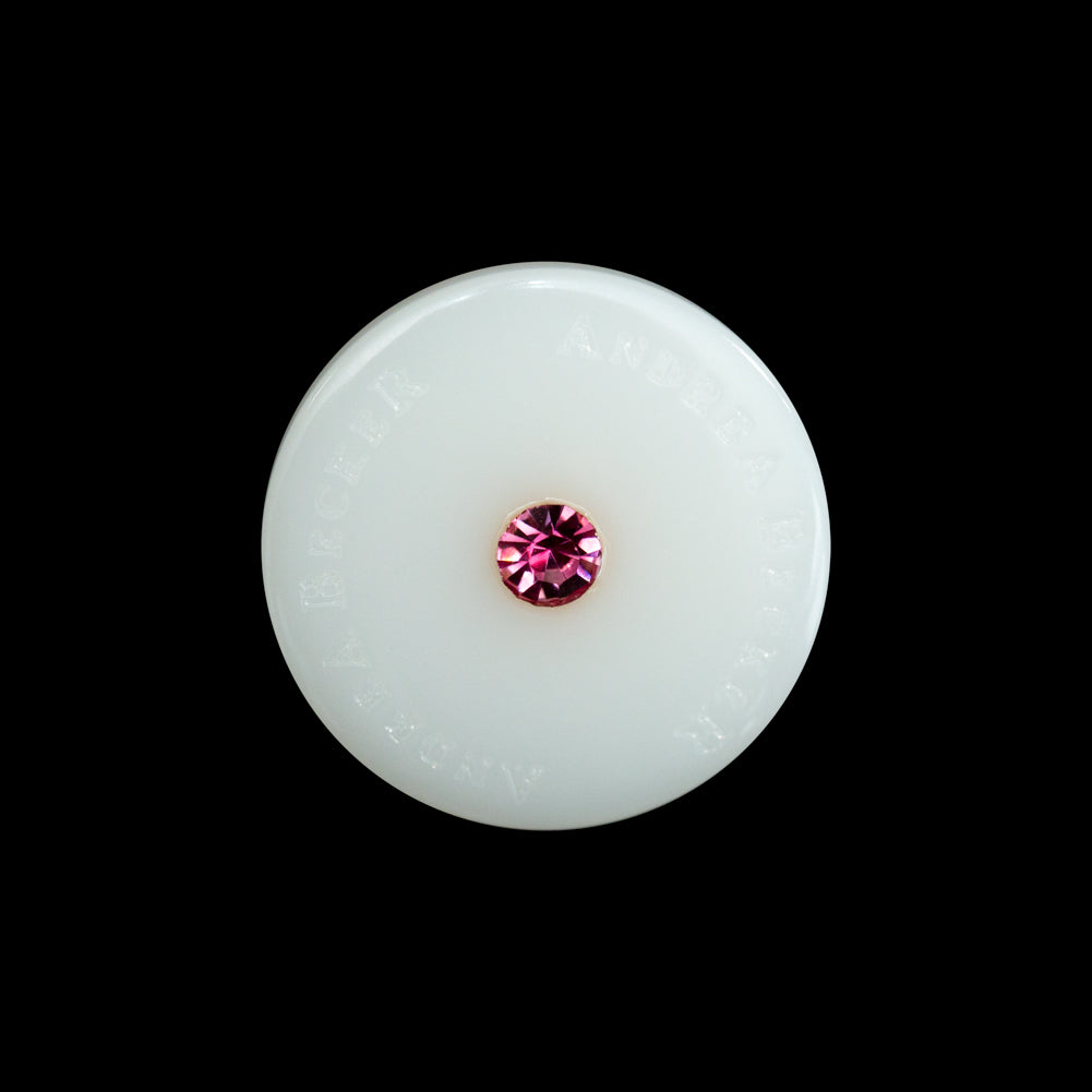 Ivory Plastic Button with Pink Rhinestone Center - 36L/23mm - Joann Fabrics