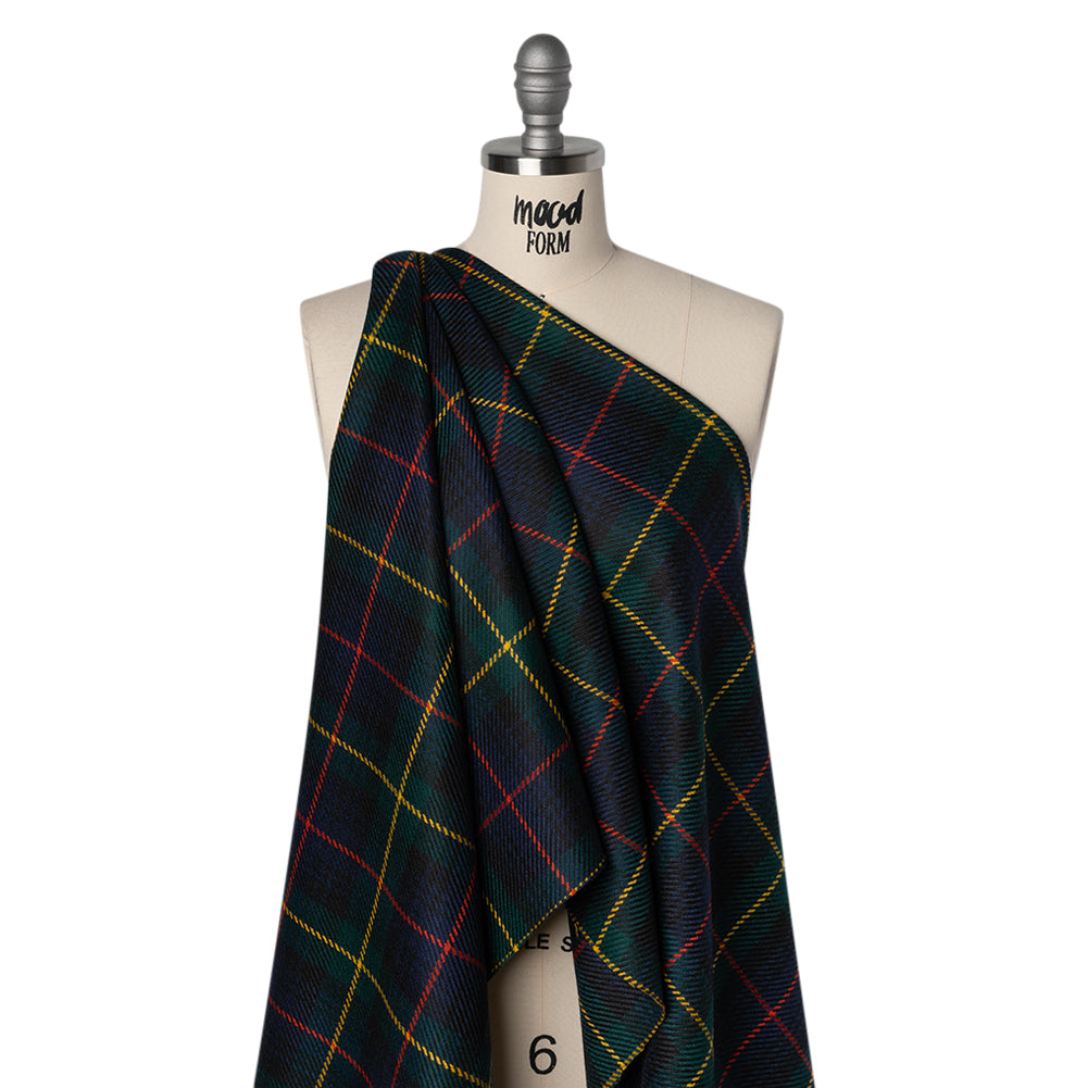 Heavy Virgin Wool Twill Made in Italy - Dark Green, Red and Yellow Plaid - Joann Fabrics