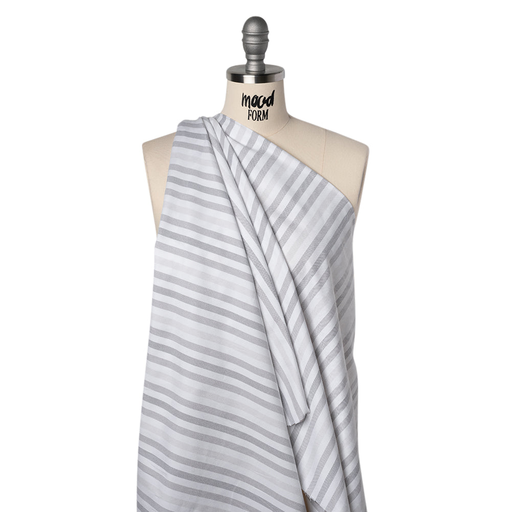 Cotton Oxford Shirting - White and Shades of Gray Stripes - Deadstock - Joann Fabrics